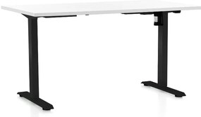 Výškovo nastaviteľný stôl OfficeTech A, 140 x 80 cm, čierna podnož, biela