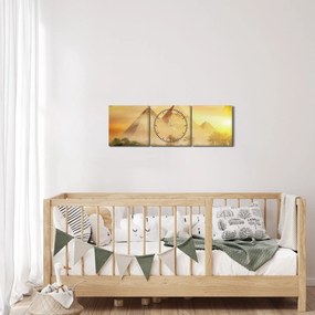 Obraz - Pyramídy (s hodinami) (90x30 cm)