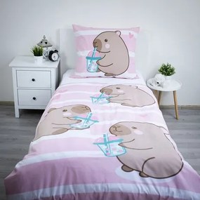 Jerry Fabrics Bavlnené obliečky 140x200 + 70x90 cm - Kapybara
