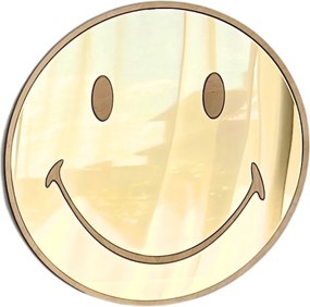 Zrkadlo Emoji do detskej izby – zlaté akrylové zrkadlo z dreva Ø40 cm