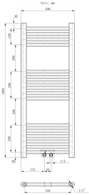 Erga Simple, vykurovacie teleso 1000x400 mm, 332 W, biela, ERG-LAV-SIMP-10040-WH