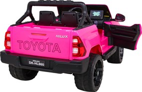 Ramiz Toyota Hilux na batérie pre deti, ružový pickup + pohon 4x4 + diaľkové ovládanie
