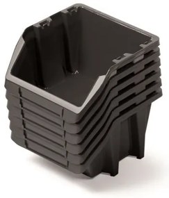 Sada 6 úložných boxov po 21,4 × 19,8 × 13,3 cm, čierna