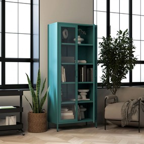 Vitrína ANGELO, 800 x 1850 x 450 mm, Modern: morská modrá