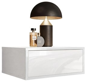 NOČNÝ STOLÍK EDWARD BIELY VYSOKÝ LESK ZÁVESNÝ