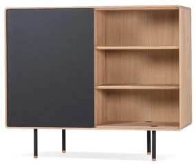 Nízka komoda z dubového dreva v čierno-prírodnej farbe 118x100 cm Fina – Gazzda