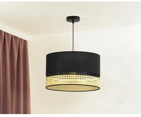 Duolla - Luster na lanku DOUBLE RATTAN 1xE27/15W/230V pr. 40 cm čierna/béžová