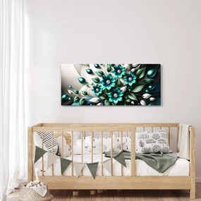 Obraz - 3D tyrkysové kvety (120x50 cm)
