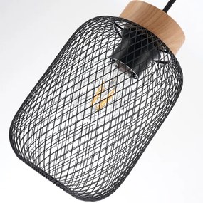 Brilagi - Závesné svietidlo na lanku BASKLITE 3xE27/15W/230V drevo/čierna