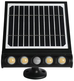 Exteriérové solárne LED svietidlo Talent, 4x LED 8w, čierna, pohybový senzor