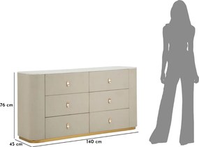 Dizajnová komoda Ondelette 140 cm krémová