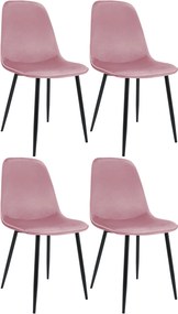 Sada 4 ks jedálenských stoličiek Maryam zamat - ružová