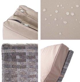 Lehátko HWC-D80, polyratan - sivá, béžový vankúš