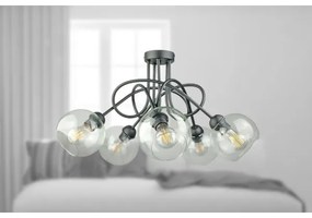 Prisadený luster EVIE 5xE27/60W/230V antracit/číra