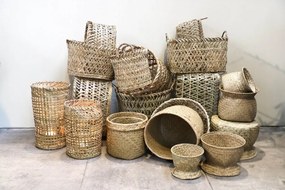 2 ks Dekoratívne pletené košíky z morskej trávy - 22 * ​​16/16 * 13 cm