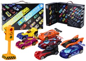 LEAN TOYS Sada športových áut v kufri, doplnky - 50 kusov