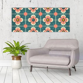 Obraz - Retro vzor s kvetmi (120x50 cm)