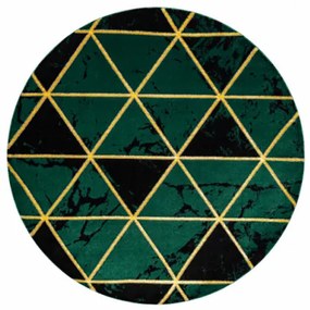 Koberec EMERALD exkluzívny 1020 kruh - glamour, marmur, trojuholníky zelený/zlatý