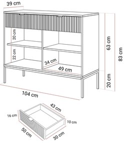 Komoda CORA zelená 104 cm + čierna