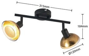 Lindby Erin stropné LED svietidlo čierna/zlatá 2pl