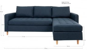 Rohová pohovka FIRENZE 219 cm polyester, modrý House Nordic 1301502