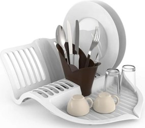 BAMA Plastový odkapávač na riad SCOLAPIATTI, farba biela a hnedá