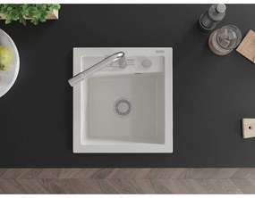 Mexen Vito, 1-komorový granitový drez 520x490x210 mm, chrómová batéria Duero, biela, 6503-20-671600-00