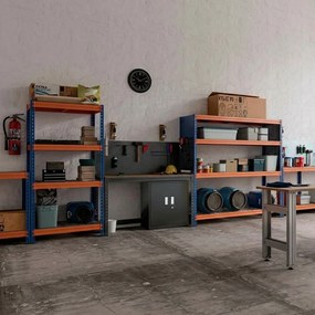 Kovové regály BULLRACK RIVET PRO 200x120x45 DTD drevotrieska 4 úrovne modro-oranžová