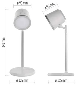 LED Stmievateľná nabíjacia stolná lampa 4v1 LED/6W/3,7V 3000K/4000K/6500K biela