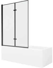 Mexen Cubik obdĺžniková vaňa 160 x 70 cm s obkladom a 2-krídlovou zástenou 120 cm, Čierny vzor - 550316070X9212027070