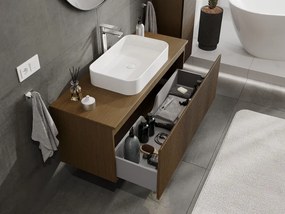 Mexen Rivel, kúpeľňová skrinka pod umývadlo 120 cm, 1 zásuvka, drážkovaná, orech, 91A20-12047-1-BF86