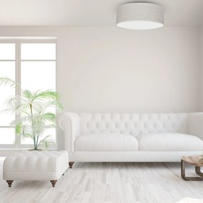 Stropné svietidlo Lino Round, 1x ľanové tienidlo, (biele plexisklo), (fi 50cm)