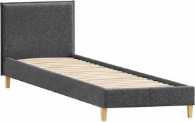 Tmavosivá čalúnená jednolôžková posteľ s roštom 90x200 cm Tina – Ropez