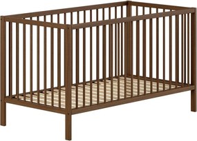 Hnedá s odnímateľným bokom/s nastaviteľnou výškou postieľka z bukového dreva 70x140 cm Dino – Vipack