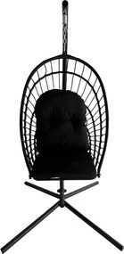 CH ERIS ČIERNA SKLADACIA ZÁVESNÁ STOLIČKA, VANKÚŠ – ČIERNY, RÁM – ČIERNY