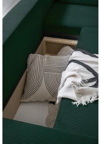 Tmavozelená menčestrová rozkladacia rohová pohovka (pravý roh) Brave Dave – Miuform