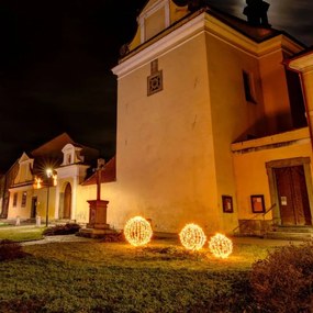 LED světelná koule, teple bílá, pr. 40 cm, černý kabel