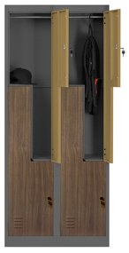 Kovová skriňa JULIA, 800 x 1850 x 450 mm, Eco Design: antracitový/ orech