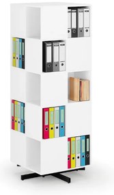 Otočný regál, 680×680×1932 mm, 4x 5 oddielov, biela