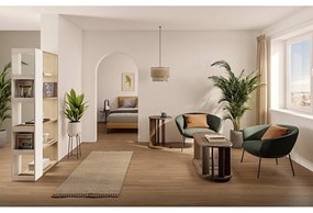 Biela knižnica s doskou v dubovom dekore 90x188 cm Ella - TemaHome