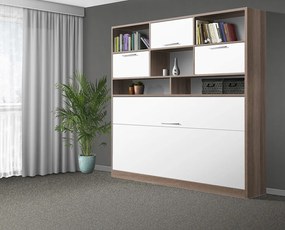 Nabytekmorava Sklápacia posteľ VS1056 MAX, 200x90cm farba lamina: agát/biele dvere, Varianta dverí: lesklé