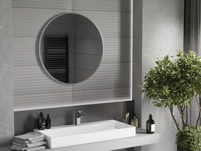 Mexen Loft, okrúhle kúpeľňové zrkadlo 80 cm, farba rámu brúsená oceľ, 9850-080-080-000-10
