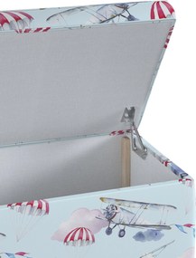 Truhlica čalúnená farba produktu modrá látka vzorované