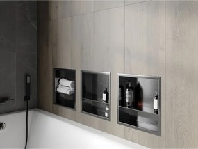 Mexen X-Wall-R, polica na zapustenie s prírubou  30 x 30 cm, grafitová matná - 19E0303010S