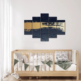 Obraz - Modrá a zlatá abstrakcia N⁰2 (150x105 cm)