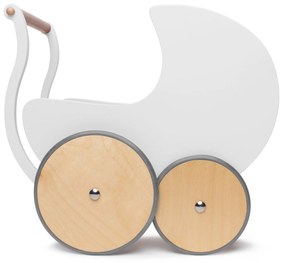 Dřevěný kočárek pro panenky a nácvik chůze bílá