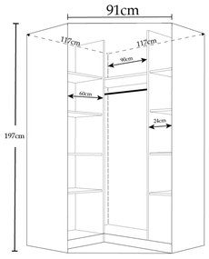 Sconto Rohová skriňa CELIA biela/vysoký lesk