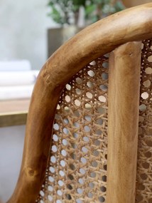 Antik drevená stolička s výpletom a opierkami na kolieskach Old French chair - 62*62*92 cm
