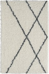 My Flair, Kusový koberec My Shaggy Raute creme, 60x90, čiernobiela, chodba / predsieň