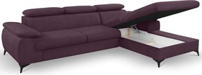 Rohová sedacia súprava Scala, hroznová ružovo-fialová látka, pravý roh